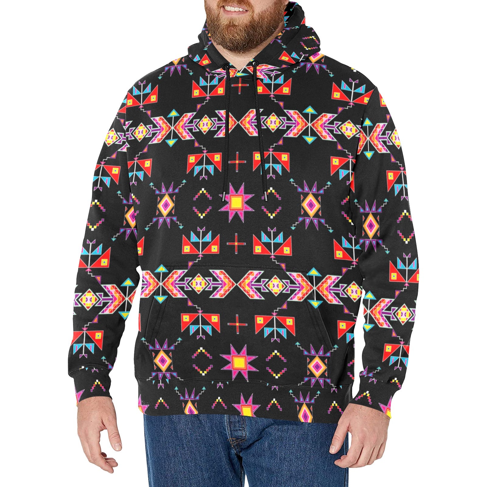 Scattered Generations Black Men's Long Sleeve Fleece Hoodie