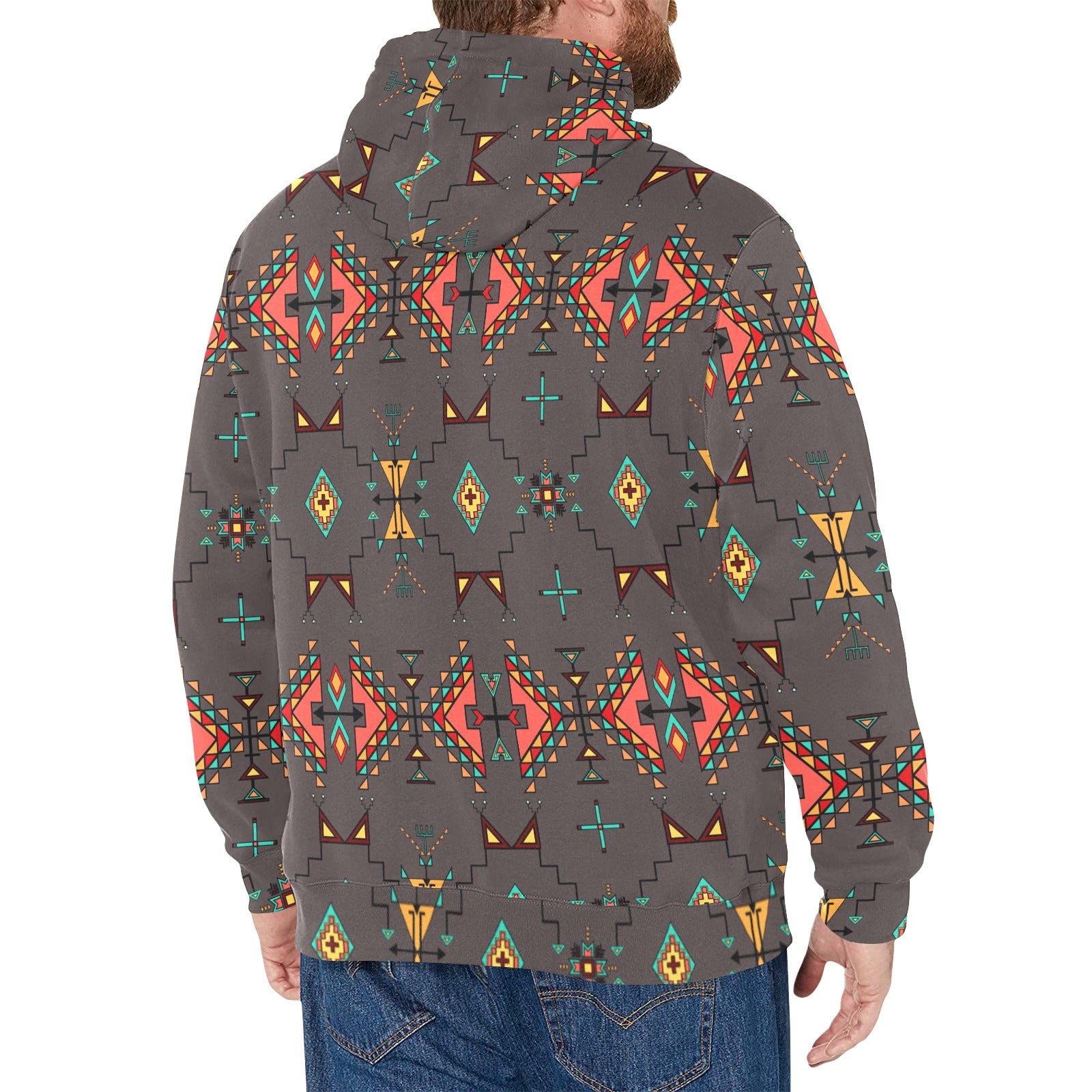 Thunder Flight Gray Men's Long Sleeve Fleece Hoodie