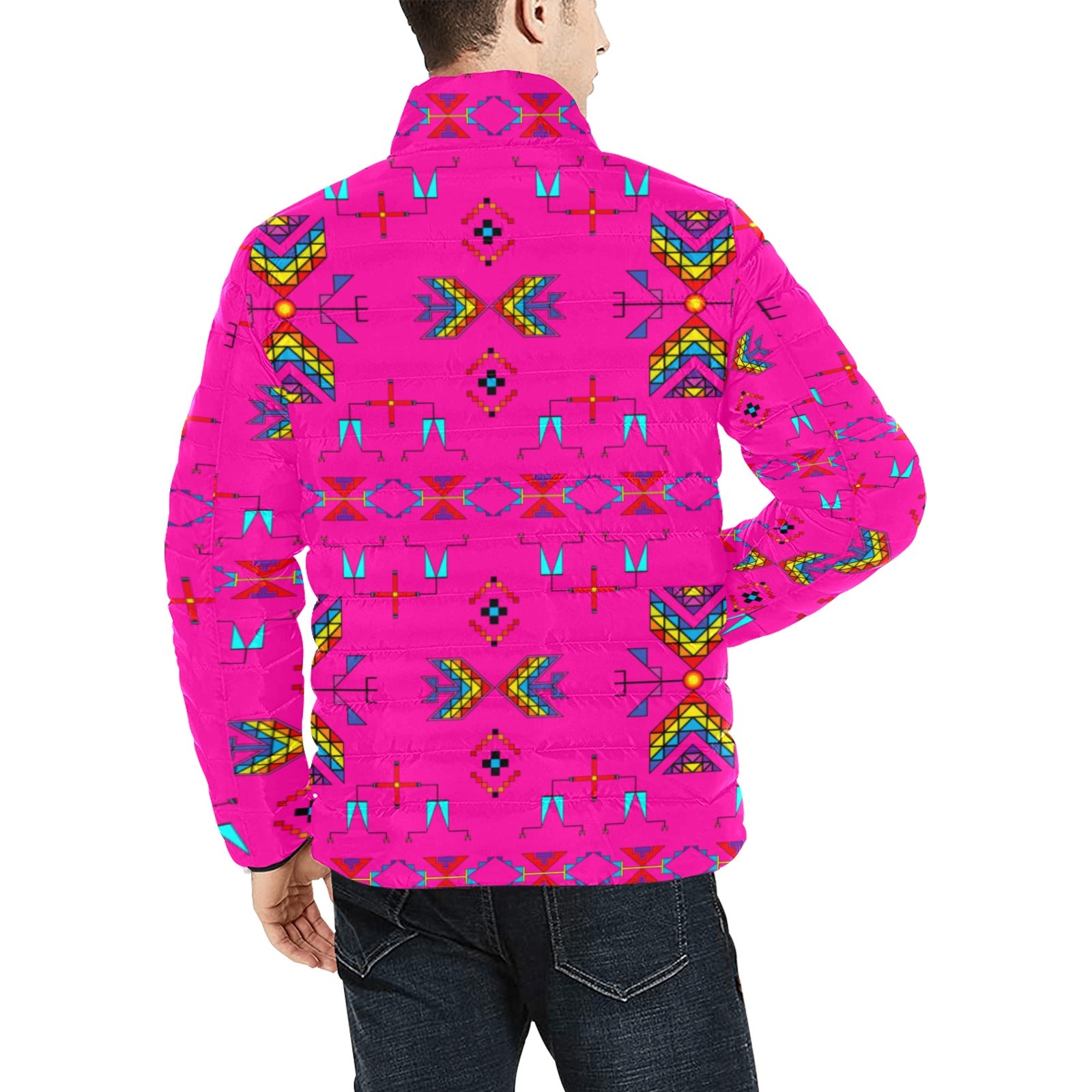 Rainy Chief Rainbow Hot Pink Men's Padded Jacket