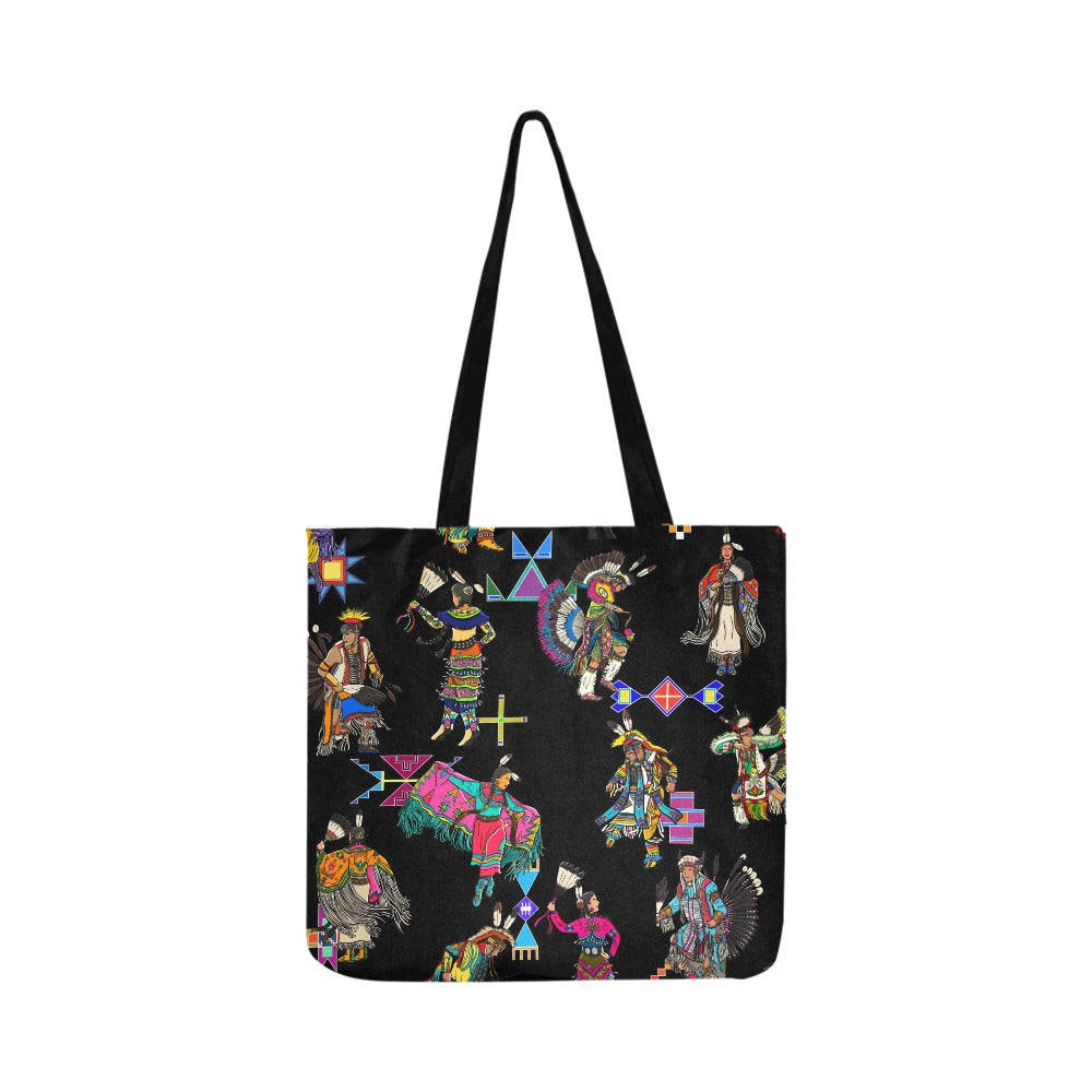 Grand Entry Dancers Black Reusable Shopping Bag (Two sides)