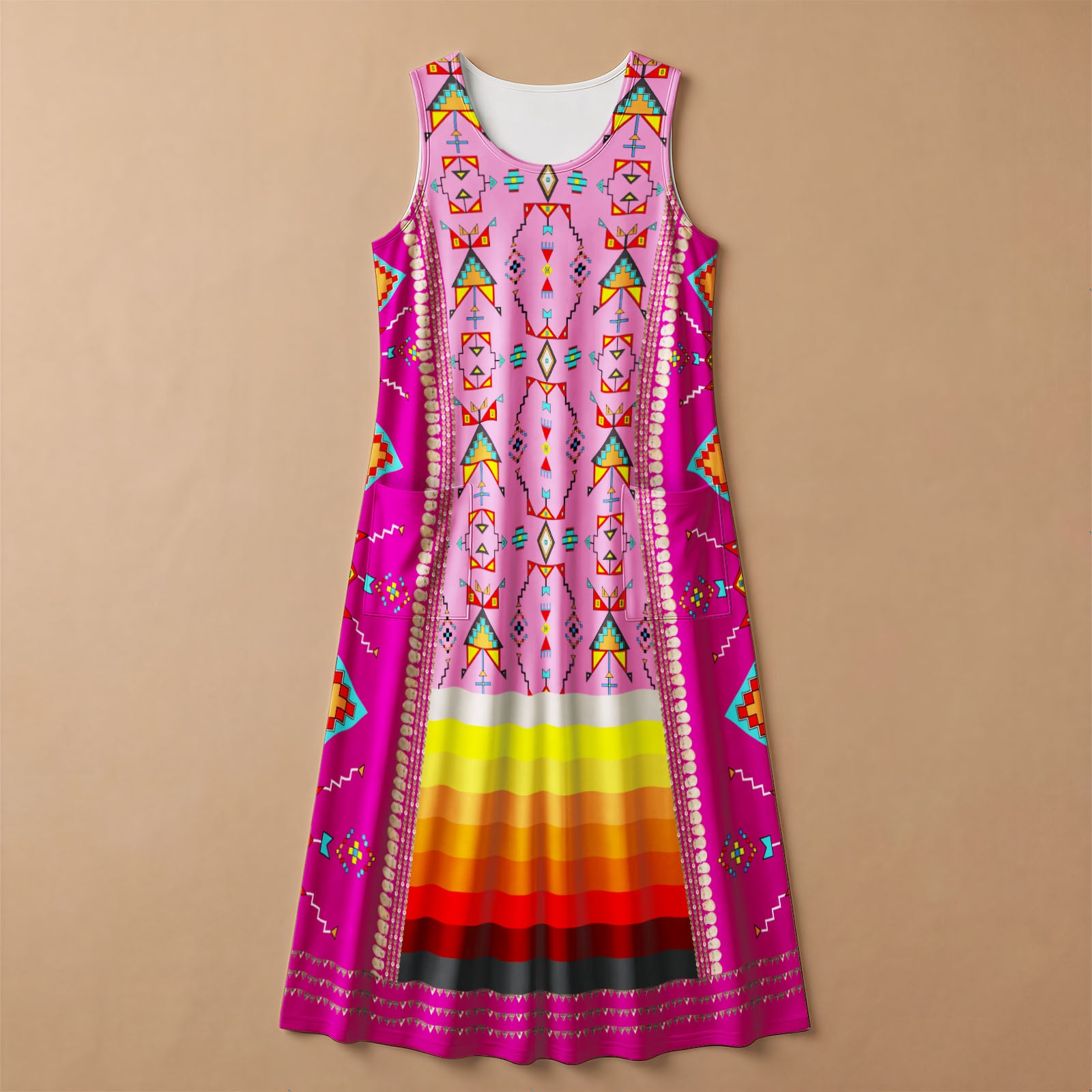 Sentinel of the Plains Pink 2 Women's Sleeveless Long Dress