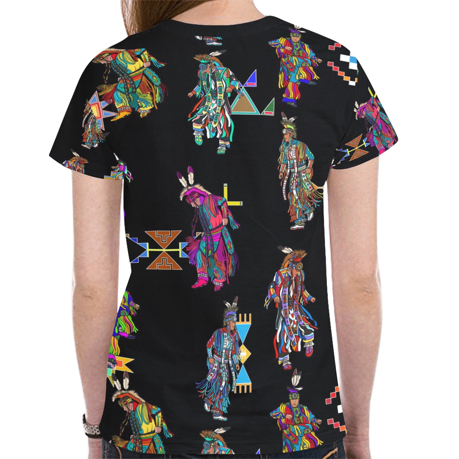 Men's Grass Dancers Black T-shirt for Women