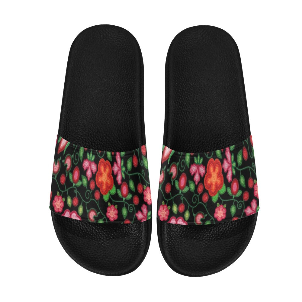 Rose Reverie Black Women's Slide Sandals