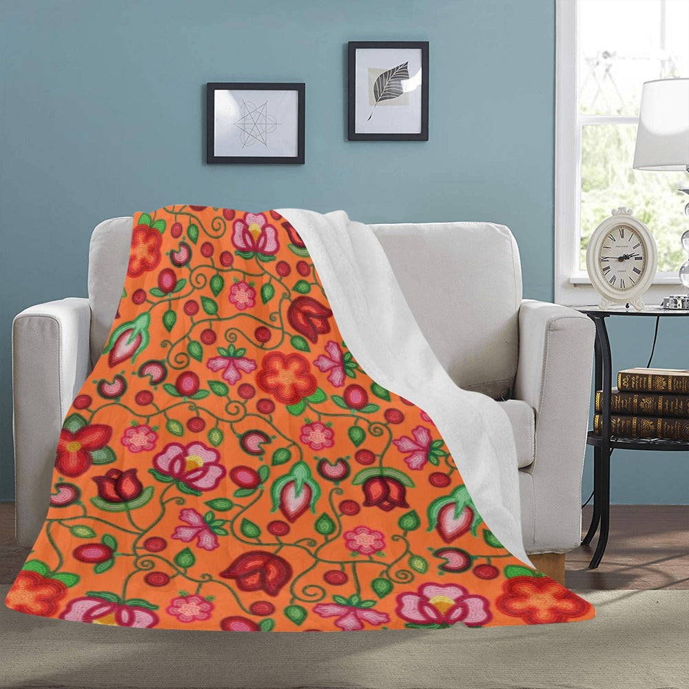 Rose Reverie Orange Ultra-Soft Micro Fleece Blanket 60"x80"
