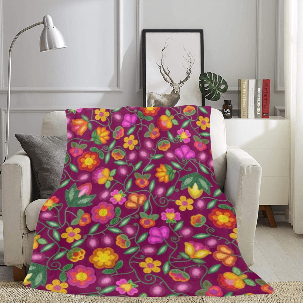 Boreal Bounty Dark Magenta Ultra-Soft Micro Fleece Blanket 60"x80"