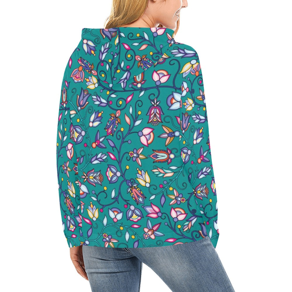 Buffalo Bloom Turquoise Hoodie for Women (USA Size)