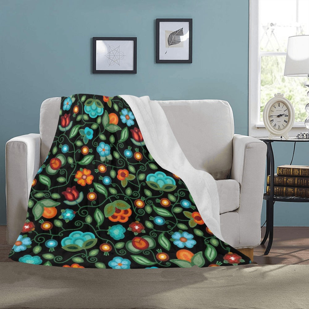 Prairie Fire Petals Black Ultra-Soft Micro Fleece Blanket 50"x60"