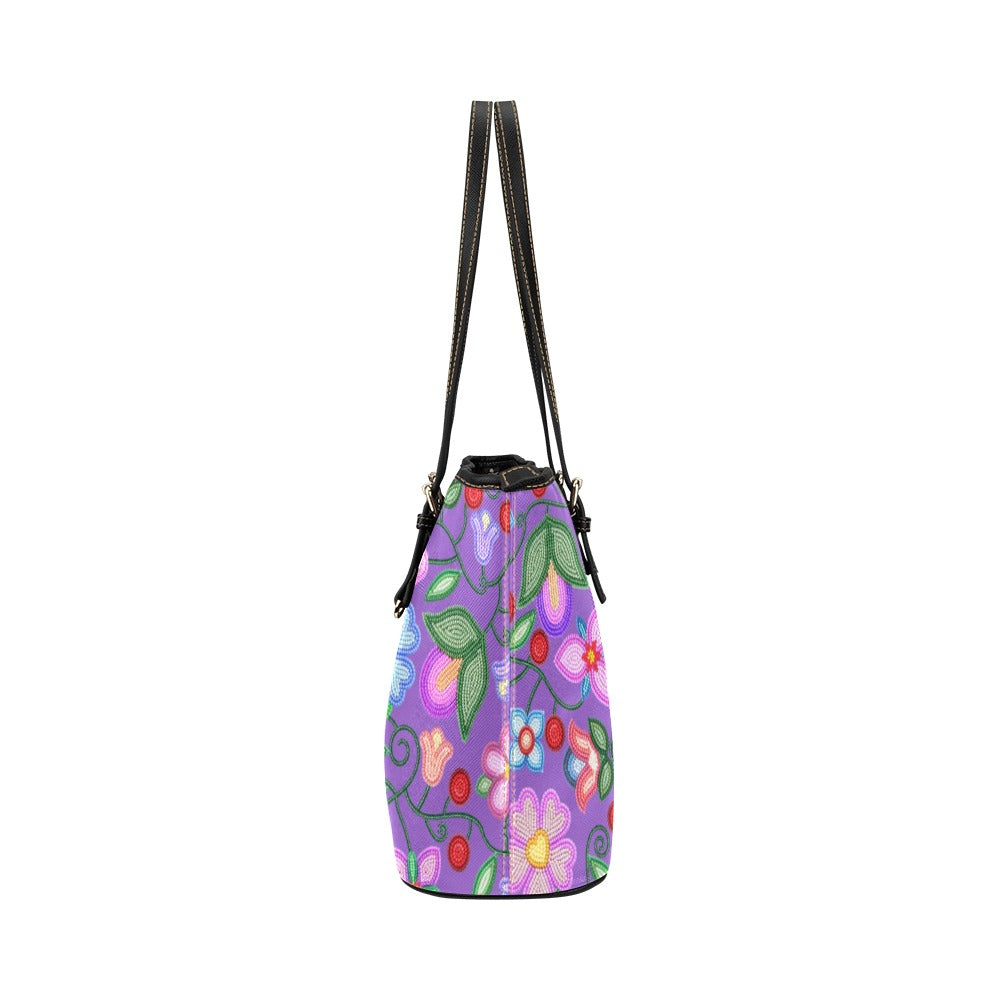 Petal Harmony Lavender Leather Tote Bag/Large