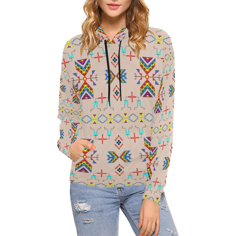 Rainy Chief Rainbow Taupe Hoodie for Women (USA Size)