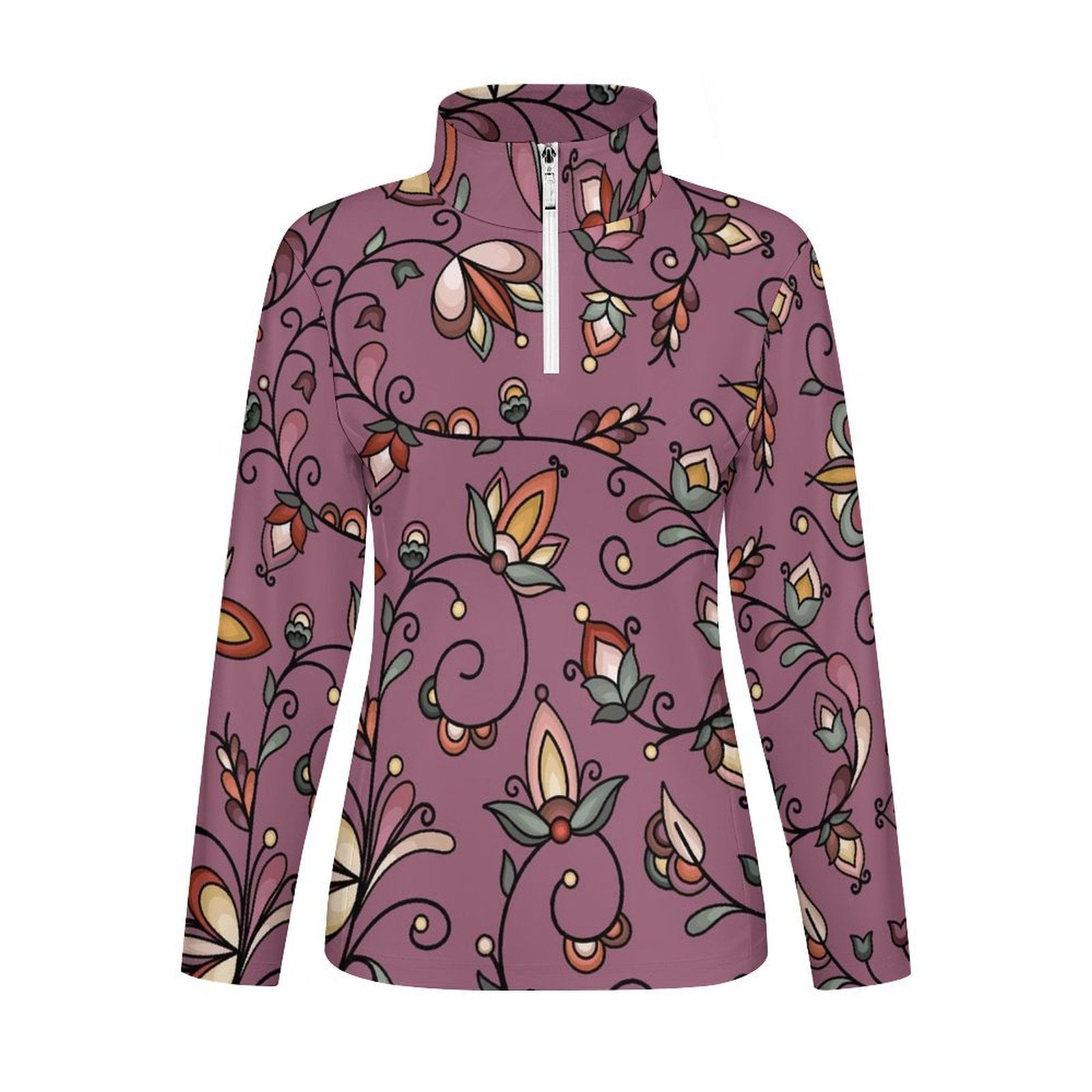 Burnt Sky Petals Magenta Long Sleeve Yoga Shirt
