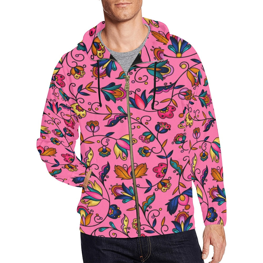 Copper Prairie Petals Pink Men's Zipper Hoodie
