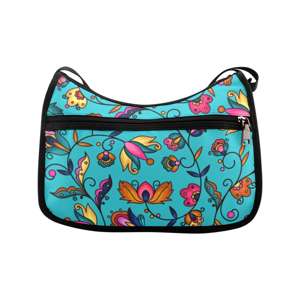 Copper Prairie Petals Turquoise Crossbody Bag
