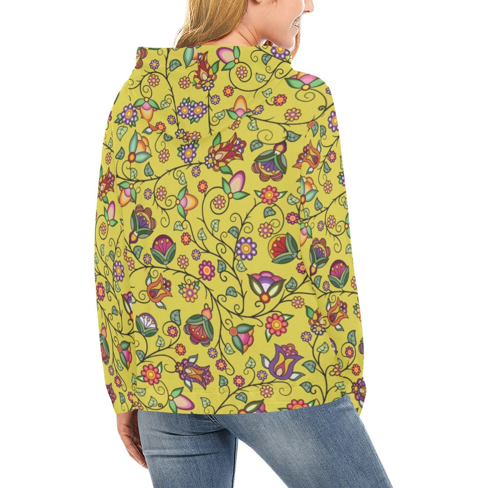 Heartbeat Petals Yellow Hoodie for Women (USA Size)