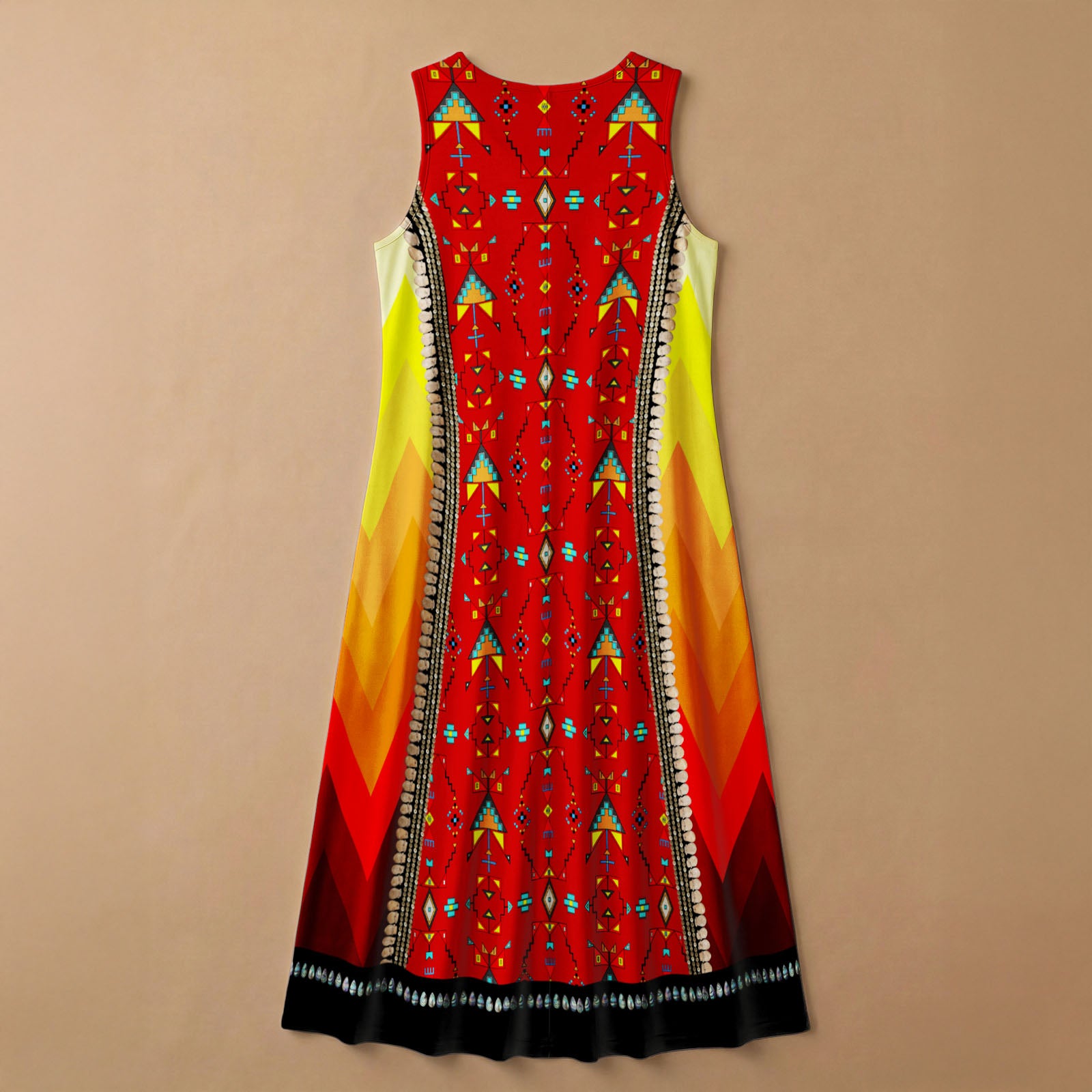 Sentinel of the Plains Red 2 Women's Sleeveless Long Dress