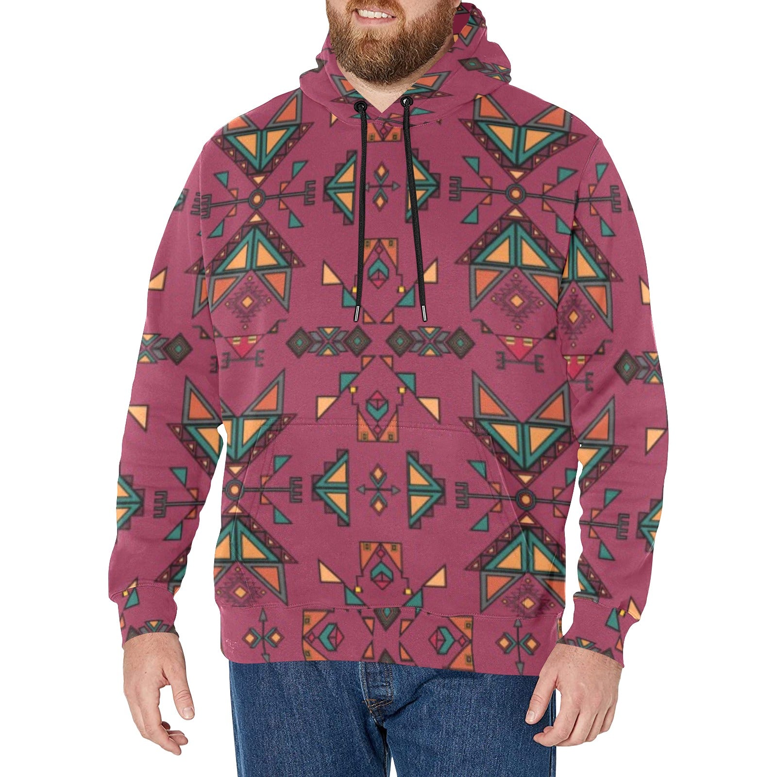 Arrow dawn Maroon Men's Long Sleeve Fleece Hoodie