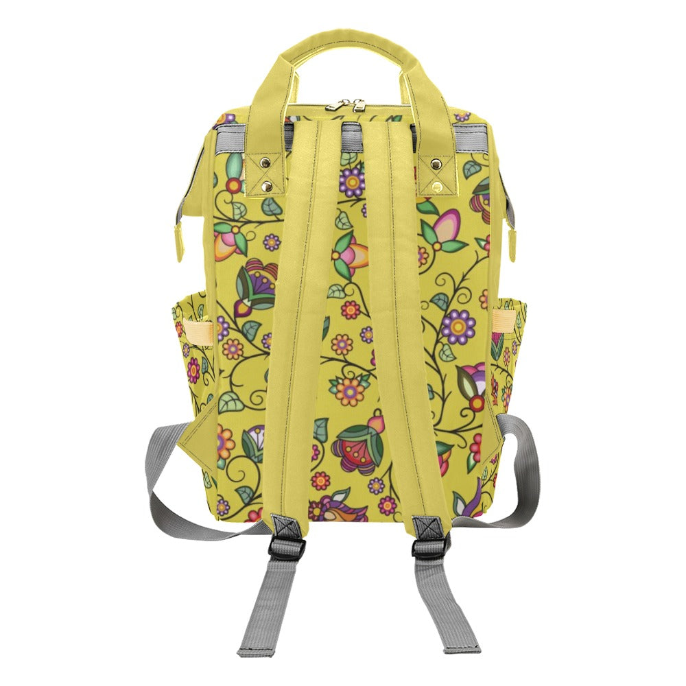 Heartbeat Petals Yellow Multi-Function Diaper Backpack/Diaper Bag