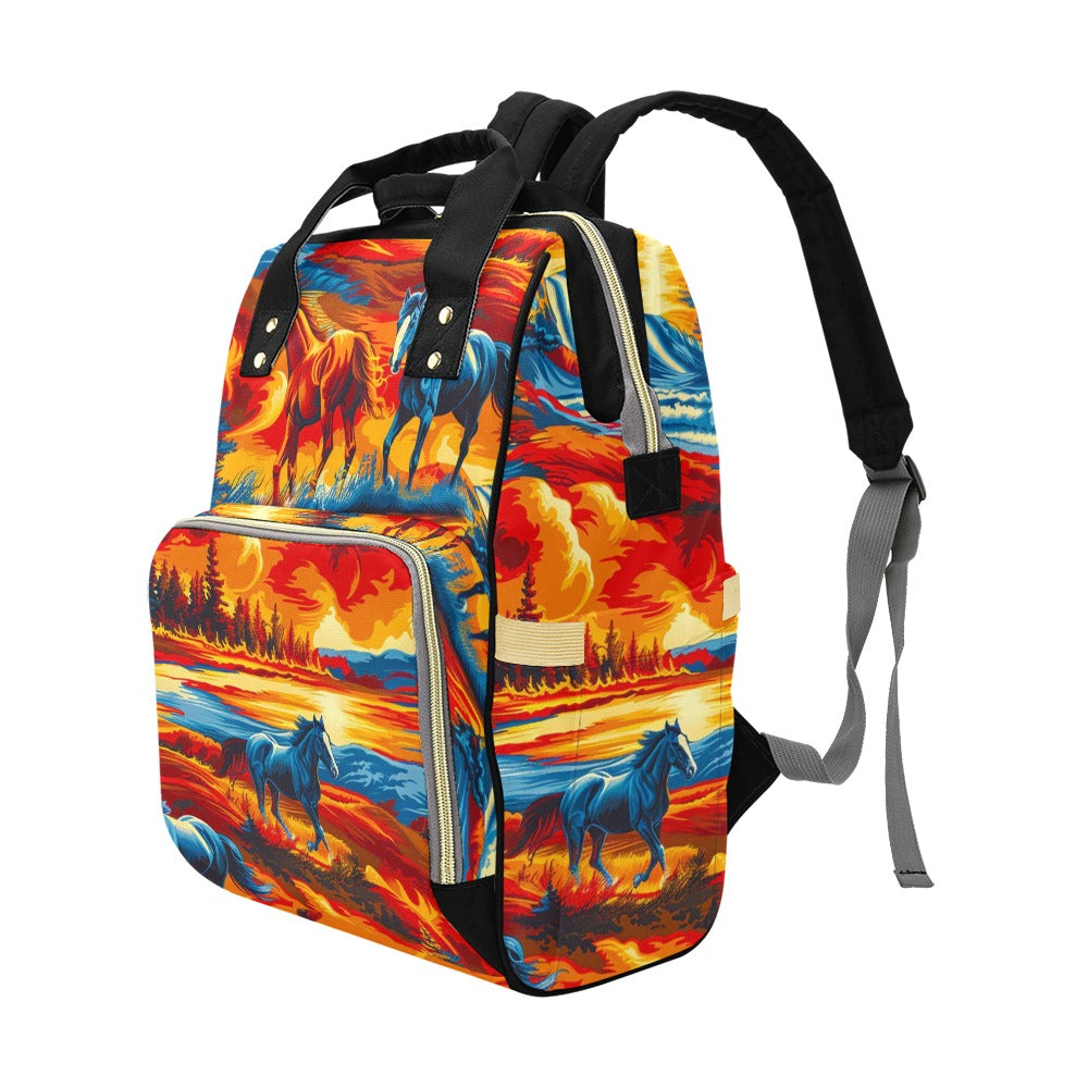 Wilds Horses 2 Multi-Function Diaper Backpack/Diaper Bag