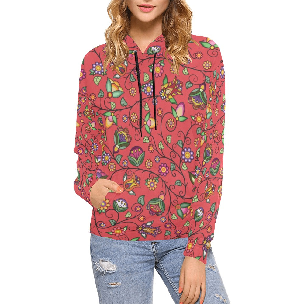 Heartbeat Petals Red Hoodie for Women (USA Size)