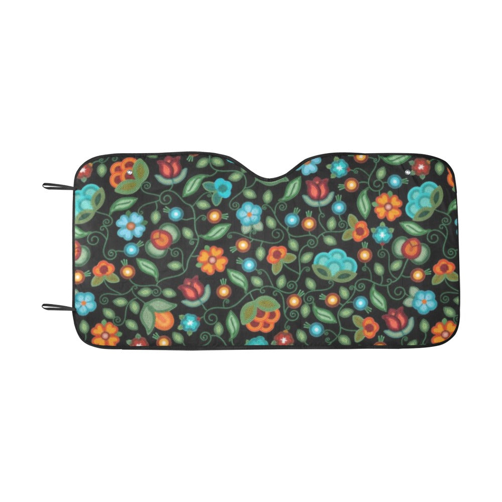 Prairie Fire Petals Black Car Sun Shade 55"x30"