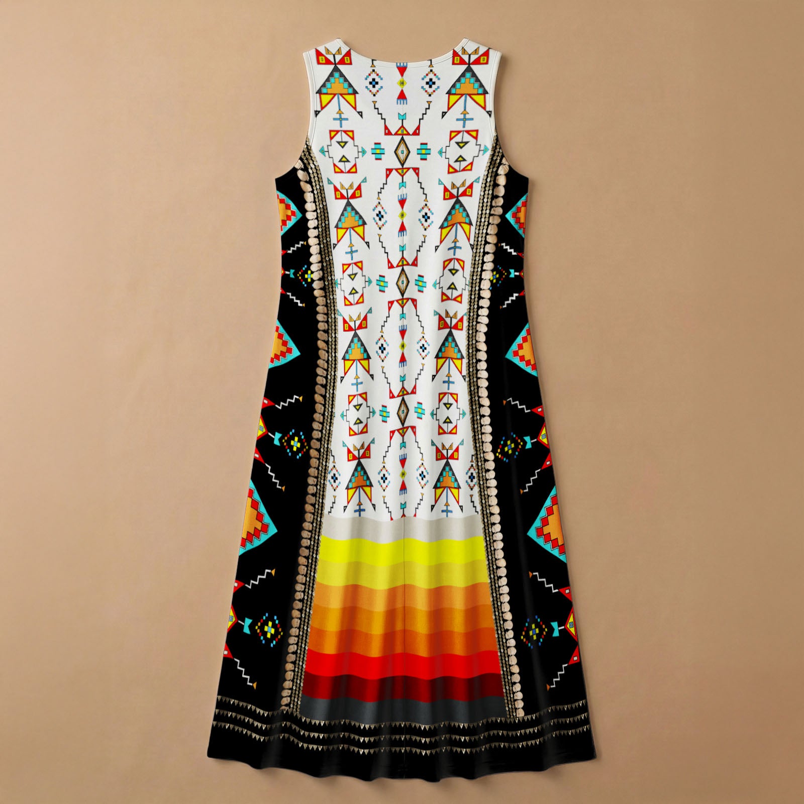 Sentinel of the Plains White 1 Women's Sleeveless Long Dress