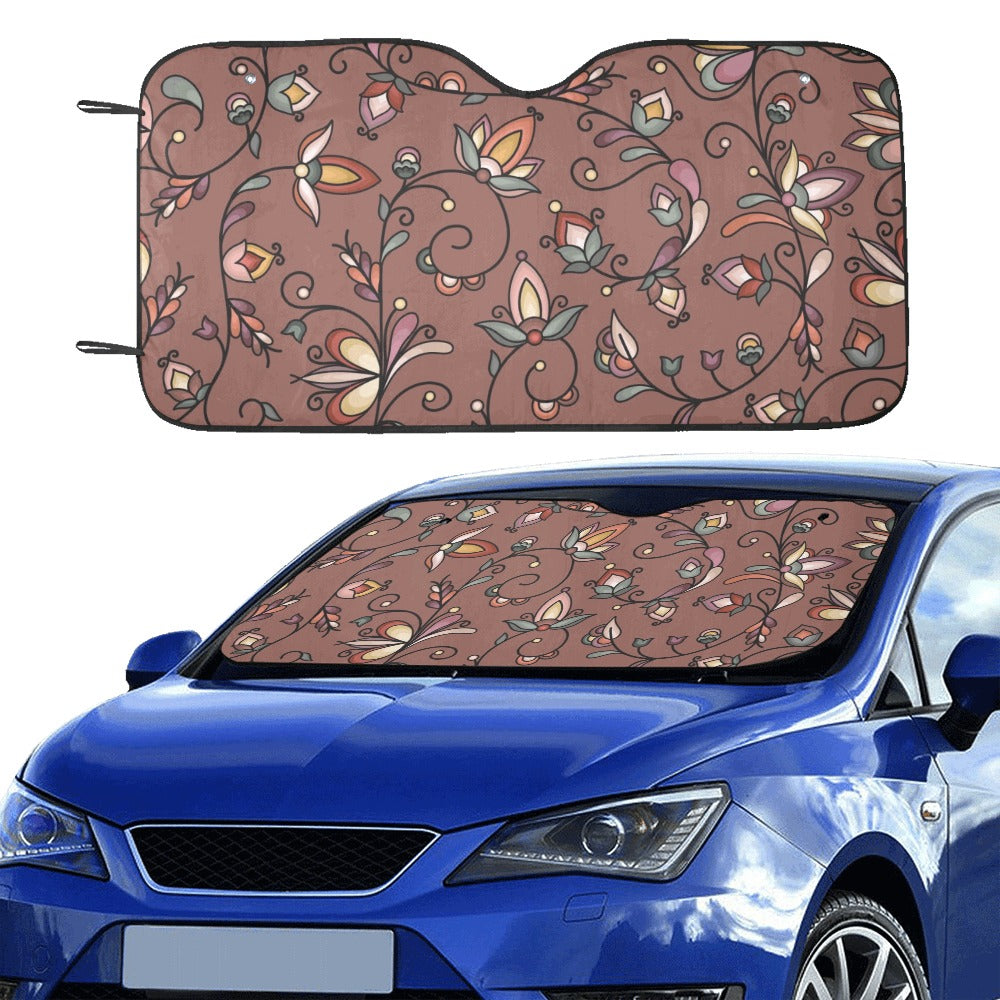 Burnt Sky Petals Brown Car Sun Shade 55"x30"