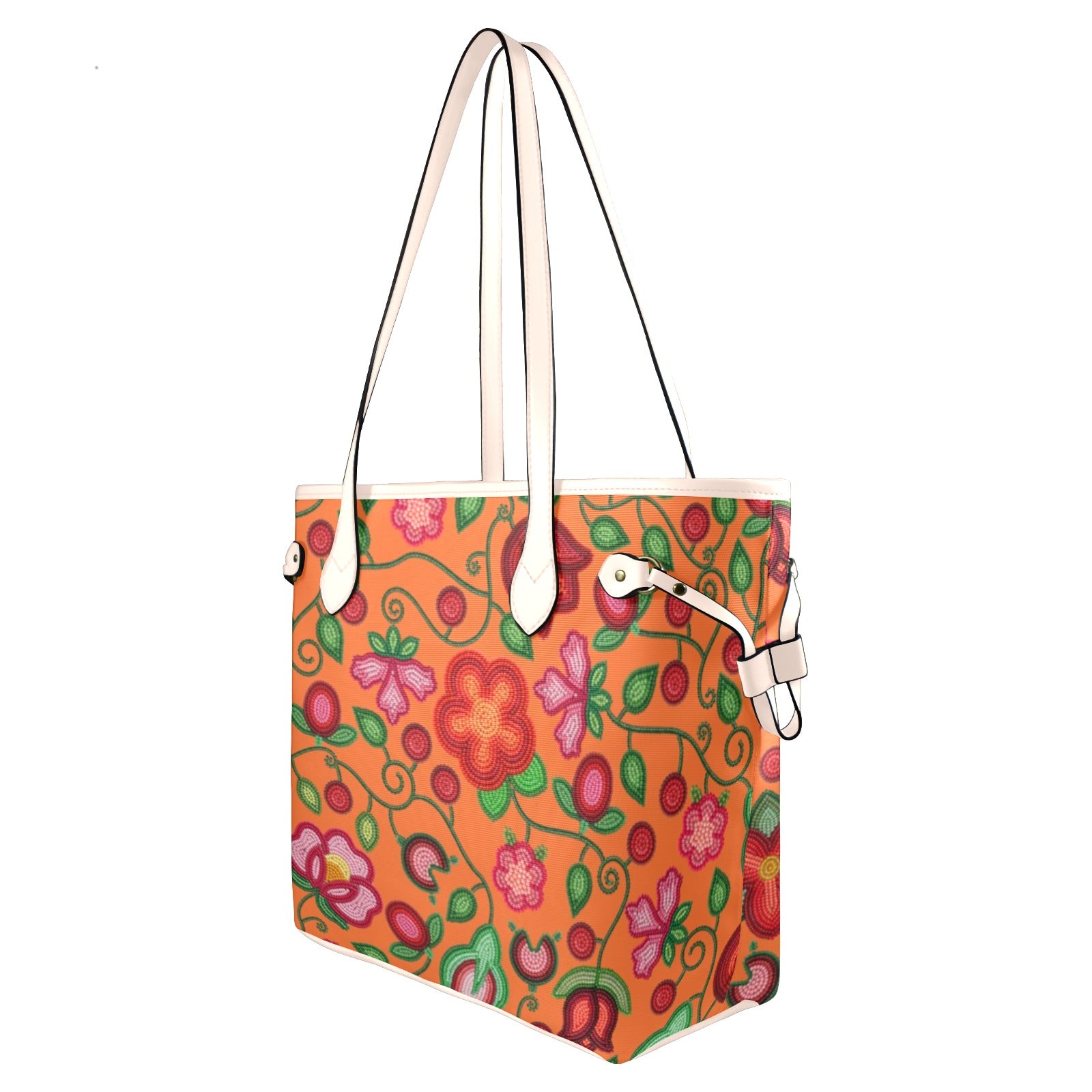 Rose Reverie Orange Clover Canvas Tote Bag