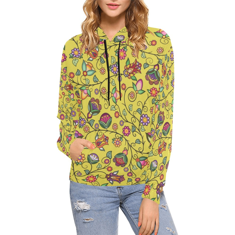 Heartbeat Petals Yellow Hoodie for Women (USA Size)
