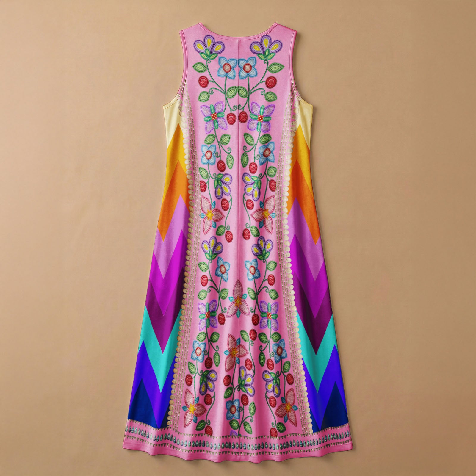 Beaded Offering Pink 1 Women's Sleeveless Long Dress