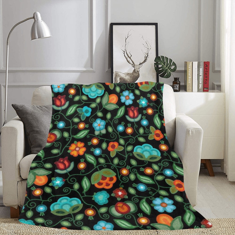 Prairie Fire Petals Black Ultra-Soft Micro Fleece Blanket 60"x80"