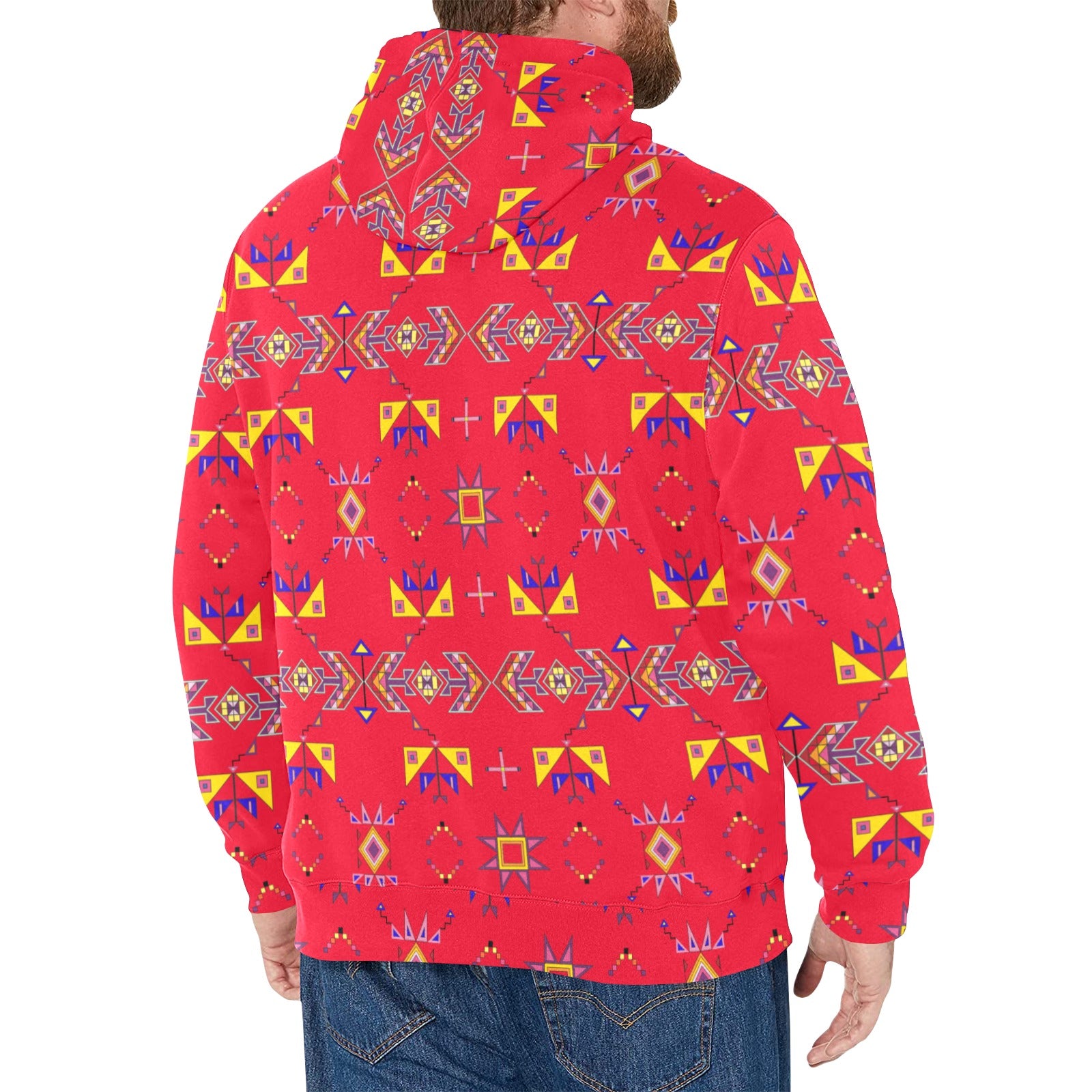 Scattered Generations Red Men's Long Sleeve Fleece Hoodie