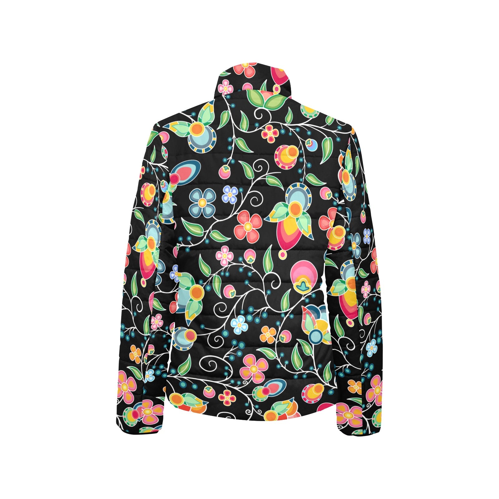 Floral Bounty Black Women's Padded Jacket