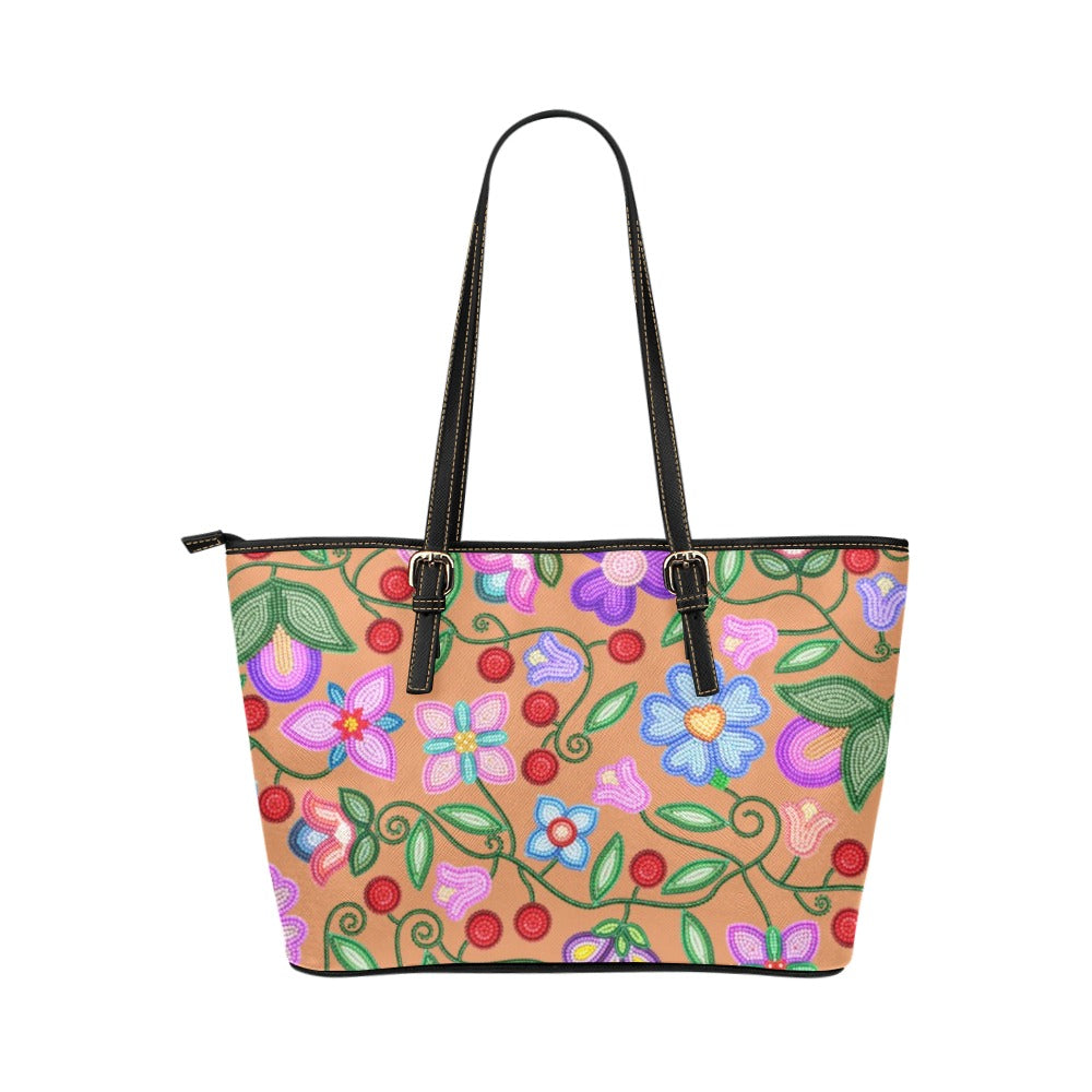 Petal Harmony Terracotta Leather Tote Bag/Large