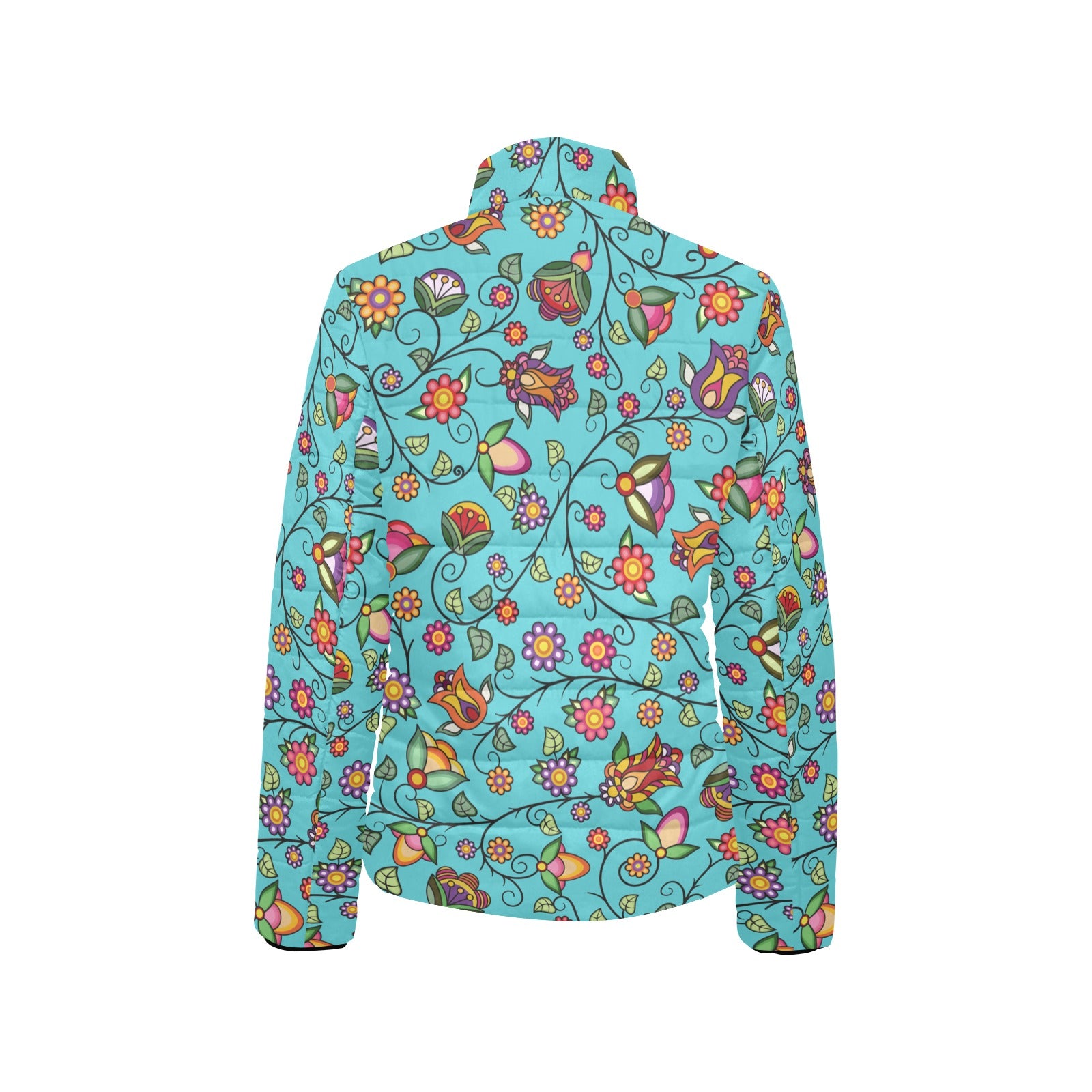 Heartbeat Petals Turquoise Women's Padded Jacket