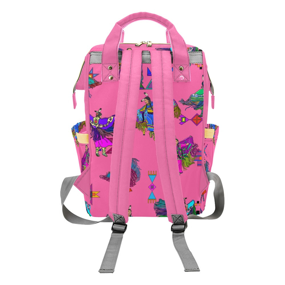 Women's Fancy Dancers Pink Multi-Function Diaper Backpack/Diaper Bag