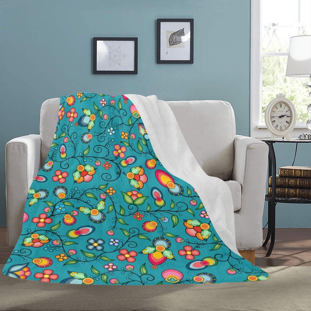 Floral Bounty Teal Ultra-Soft Micro Fleece Blanket 60"x80"