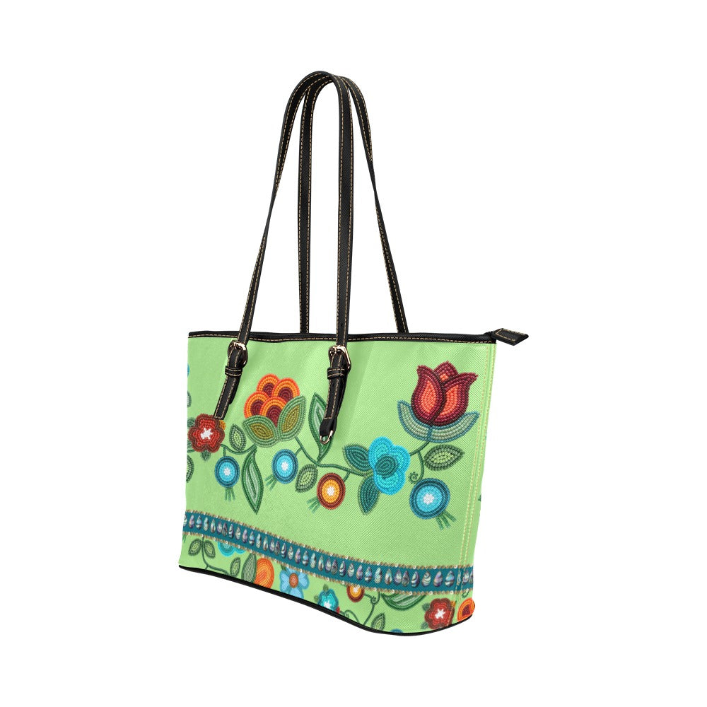 Prairie Fire Petals Leather Tote Bag/Large