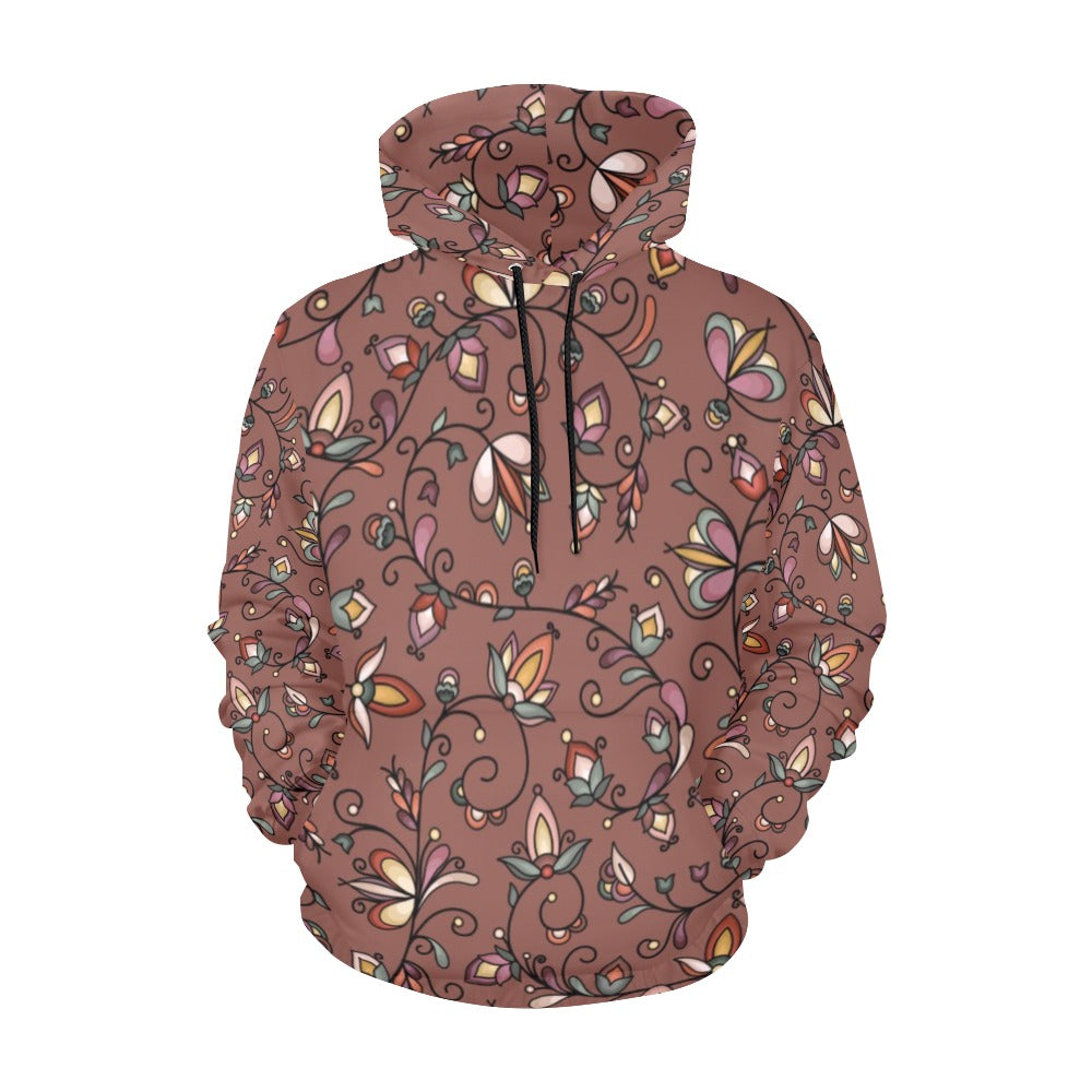 Burnt Sky Petals Brown Hoodie for Women (USA Size)