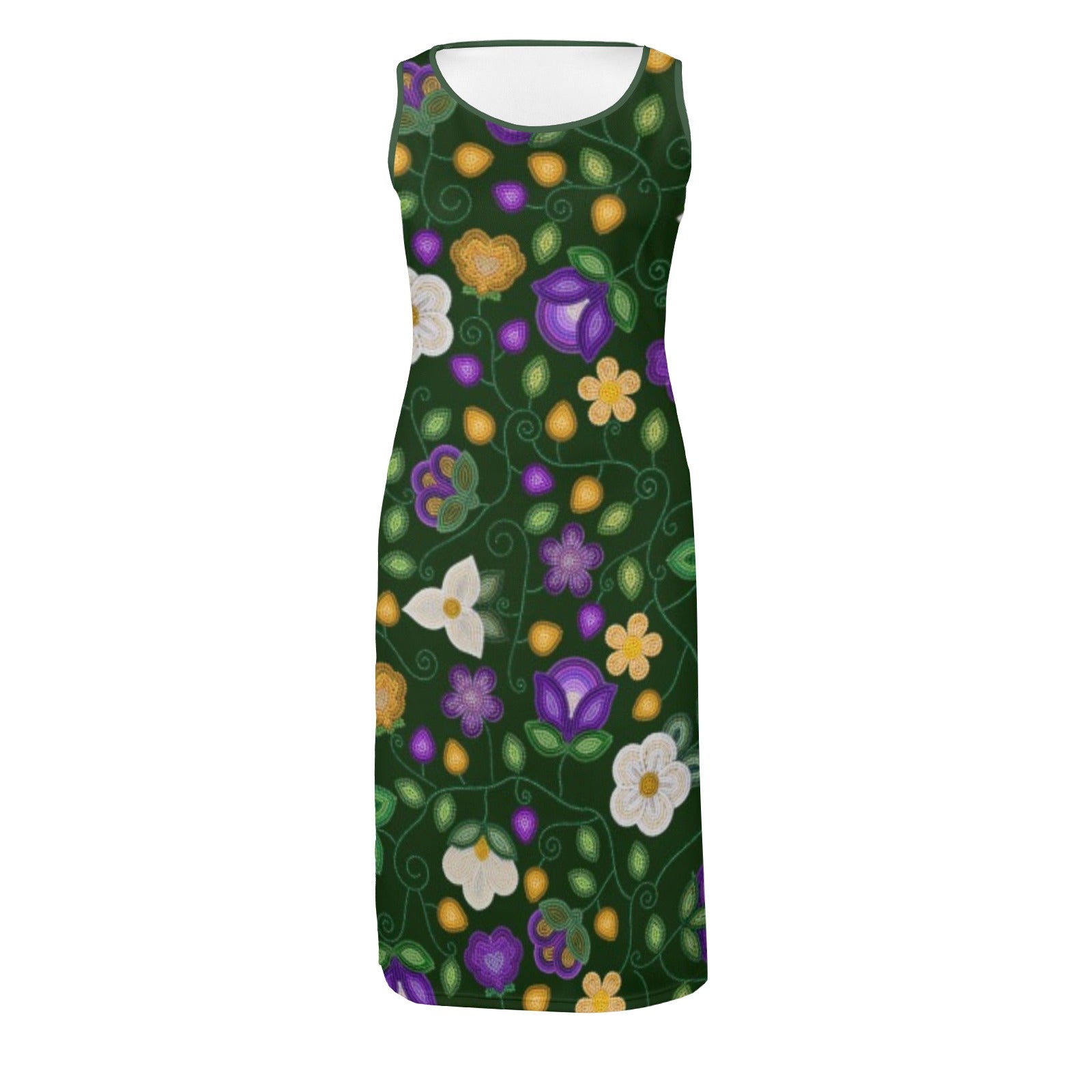 Midnight Moss Bloom Forest Phaedra Sleeveless Open Fork Long Dress