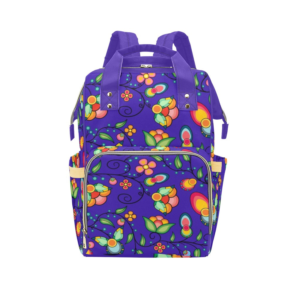 Floral Bounty Blue Multi-Function Diaper Backpack/Diaper Bag