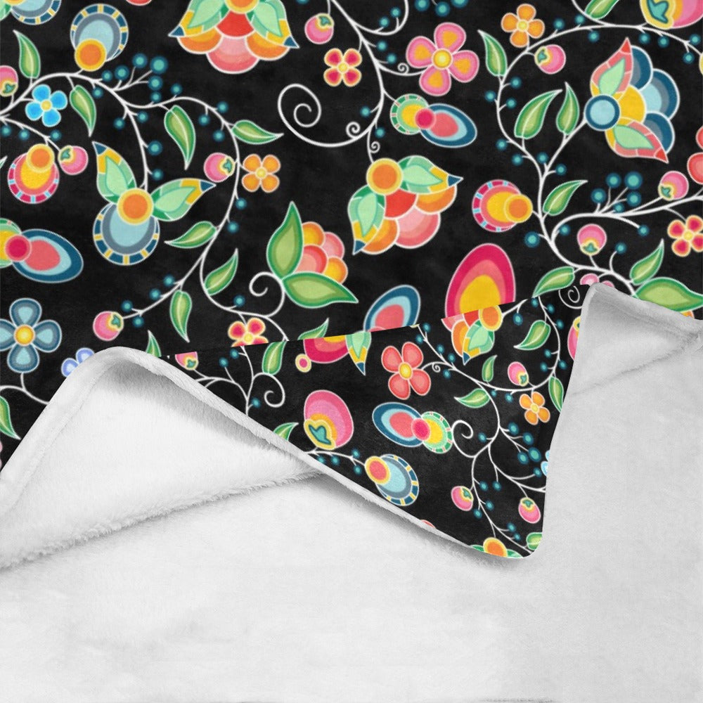 Floral Bounty Black Ultra-Soft Micro Fleece Blanket 60"x80"