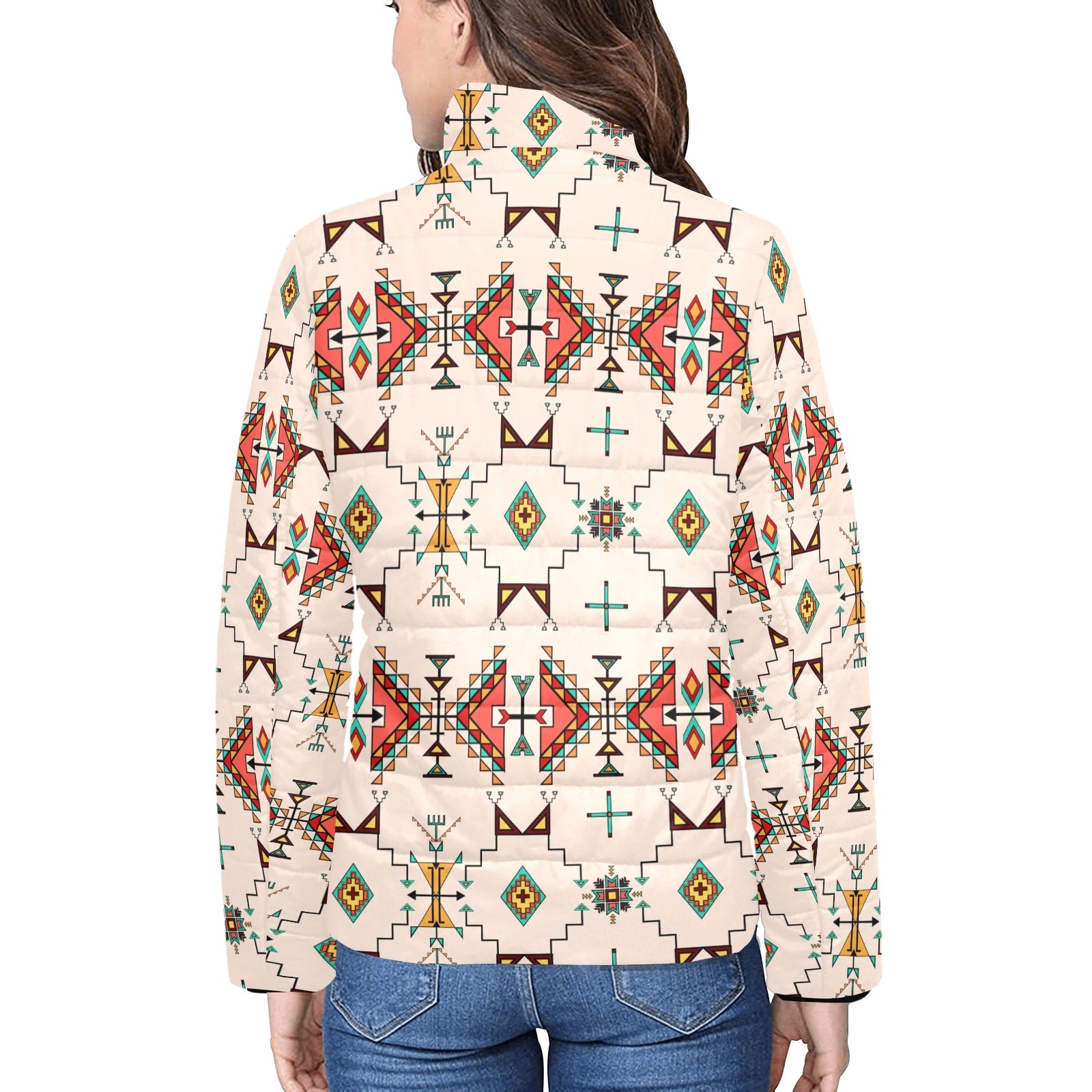 Thunder Flight Cream Women's Stand Collar Padded Jacket