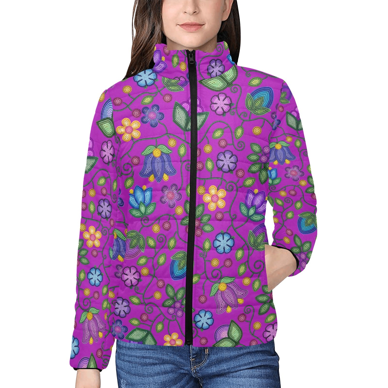 Bloom Uplift Purple Women's Stand Collar Padded Jacket