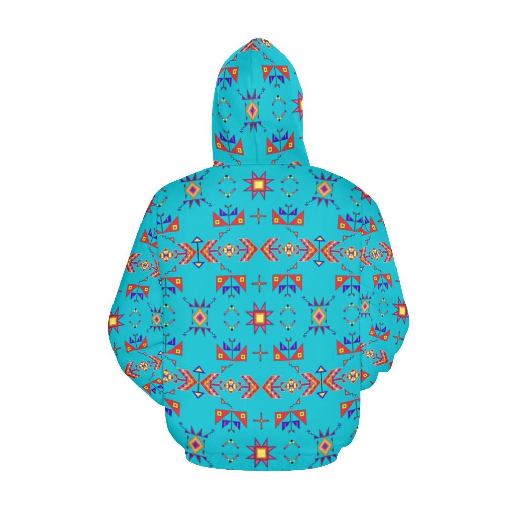 Scattered Generations Turquoise Hoodie for Women (USA Size)