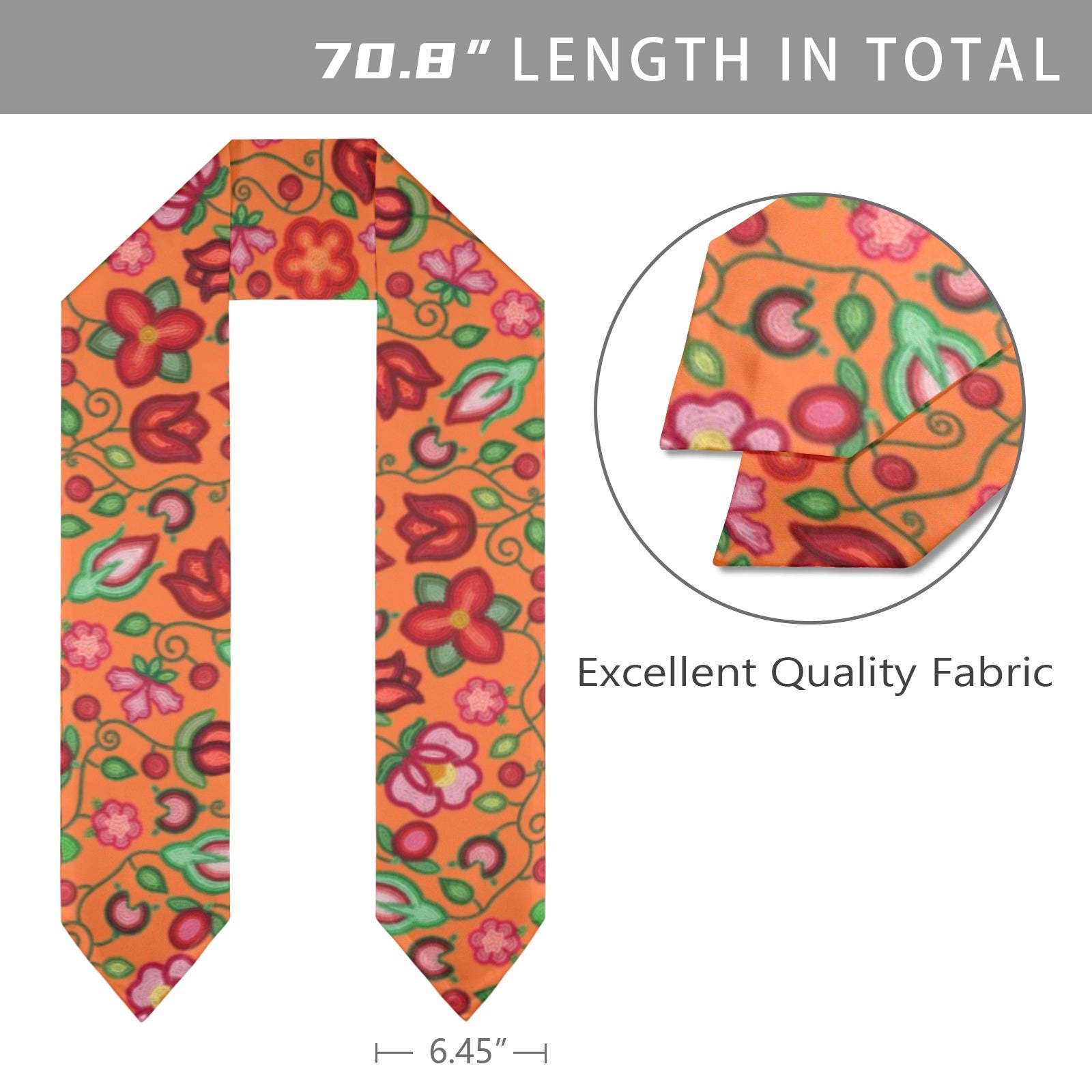 Rose Reverie Orange Graduation Stole
