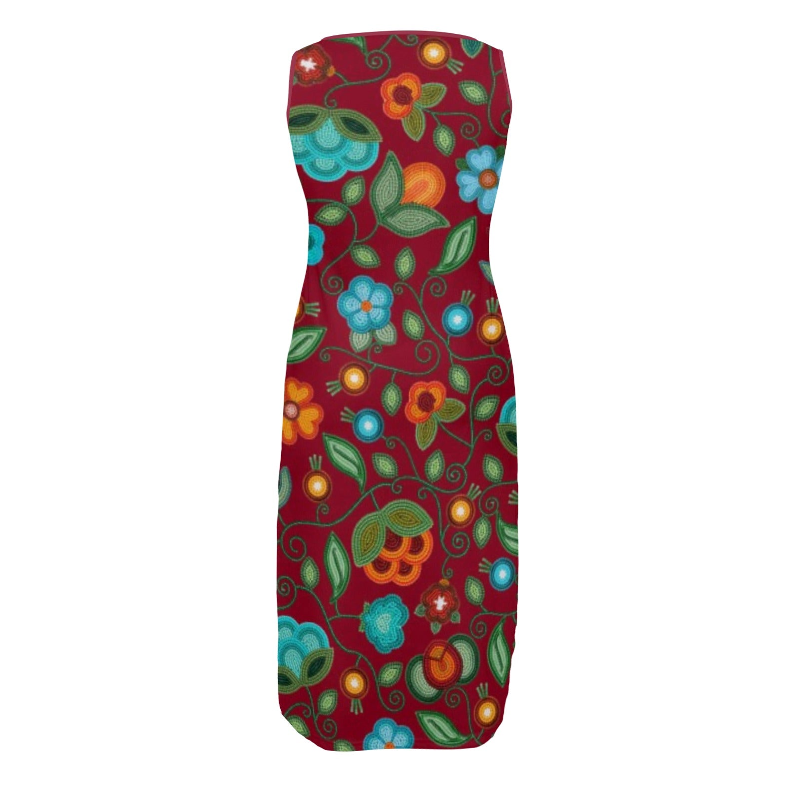 Prairie Fire Petals Red Phaedra Sleeveless Open Fork Long Dress