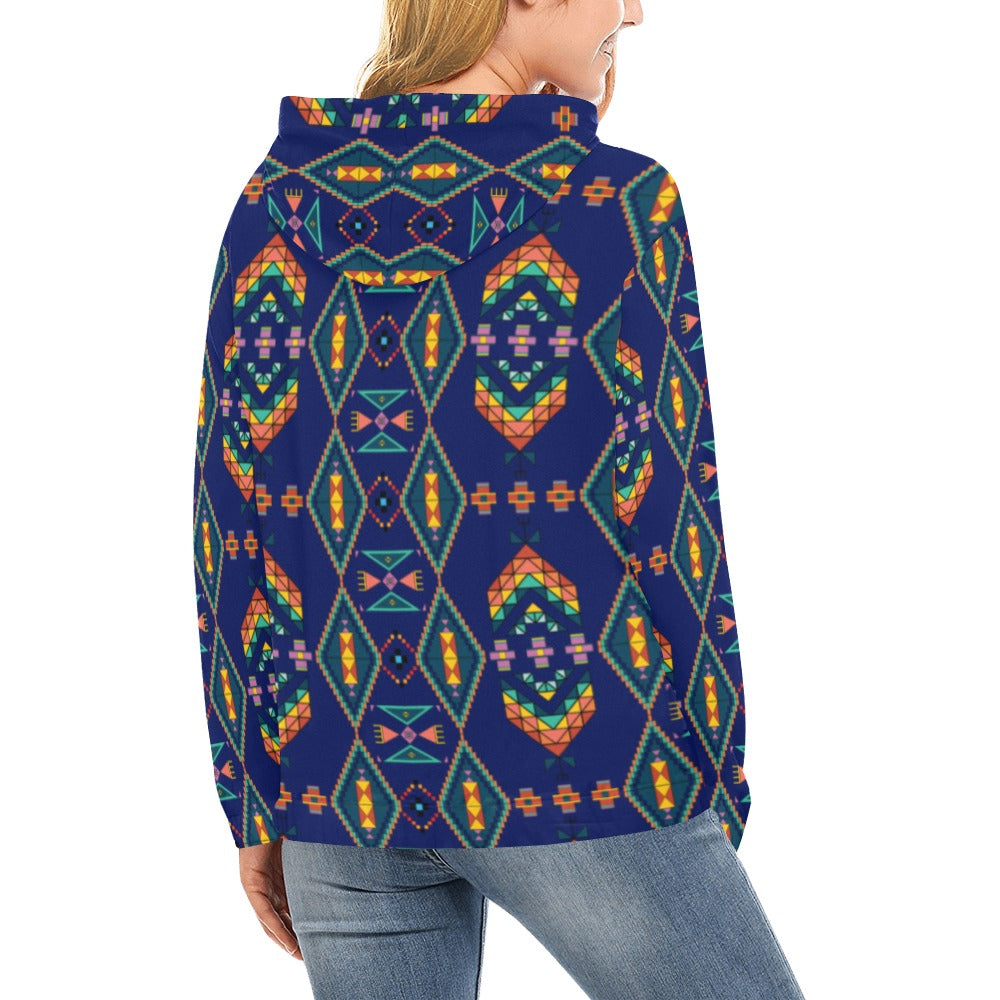 Travois Tipi Blue Hoodie for Women (USA Size)
