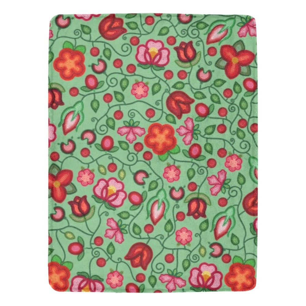 Rose Reverie Green Ultra-Soft Micro Fleece Blanket 60"x80"