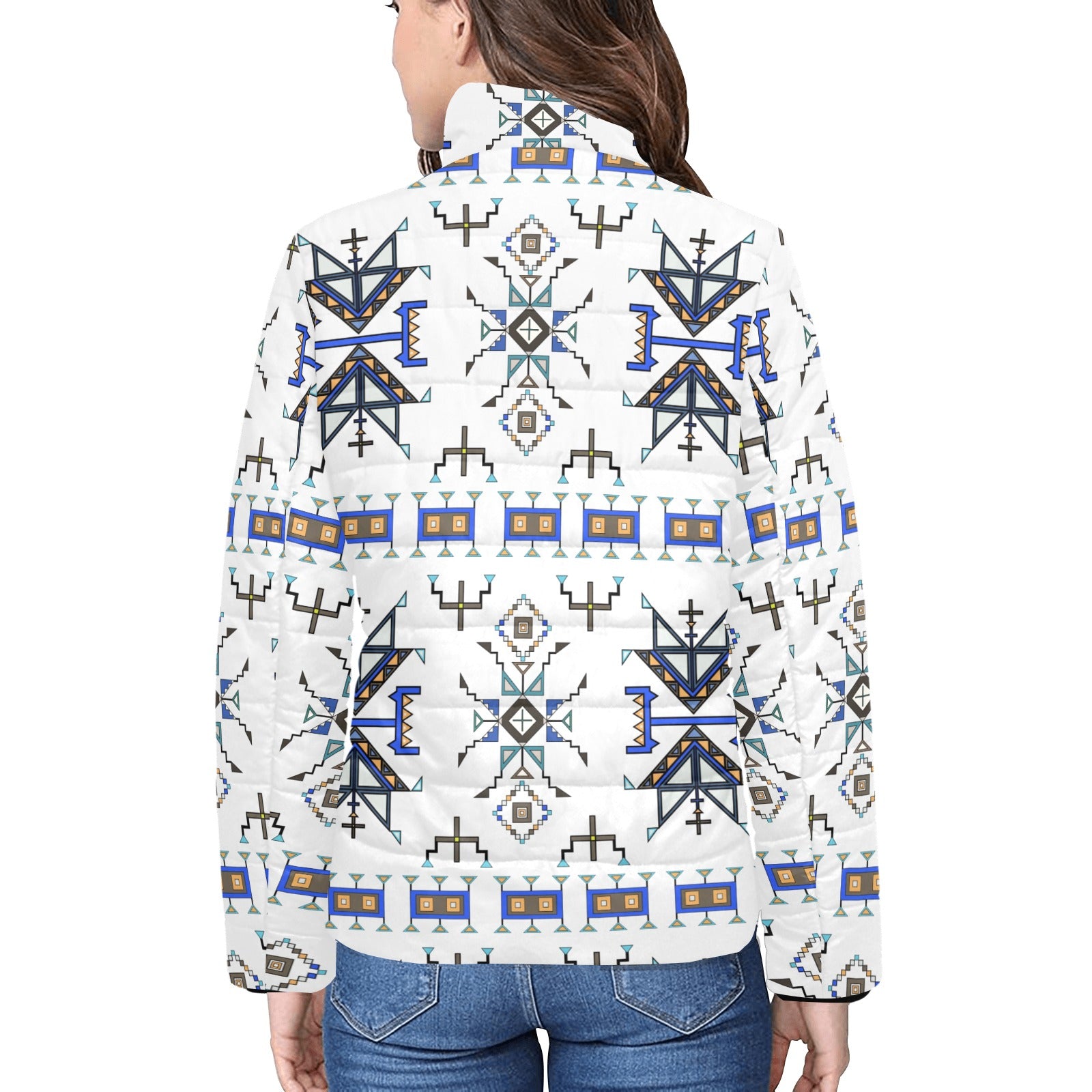 Eagle Strike White Women's Stand Collar Padded Jacket