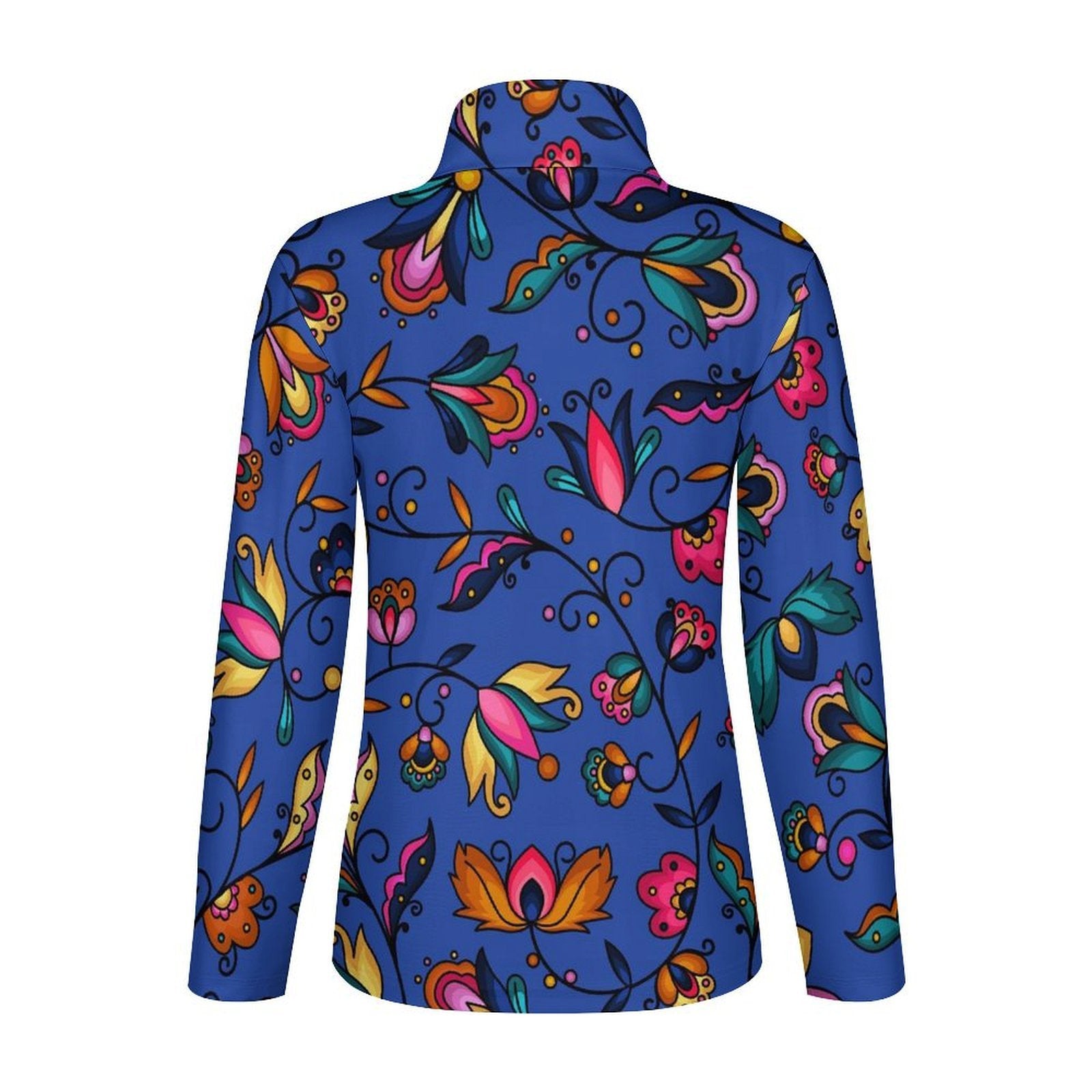 Copper Prairie Petals Blue Long Sleeve Yoga Shirt