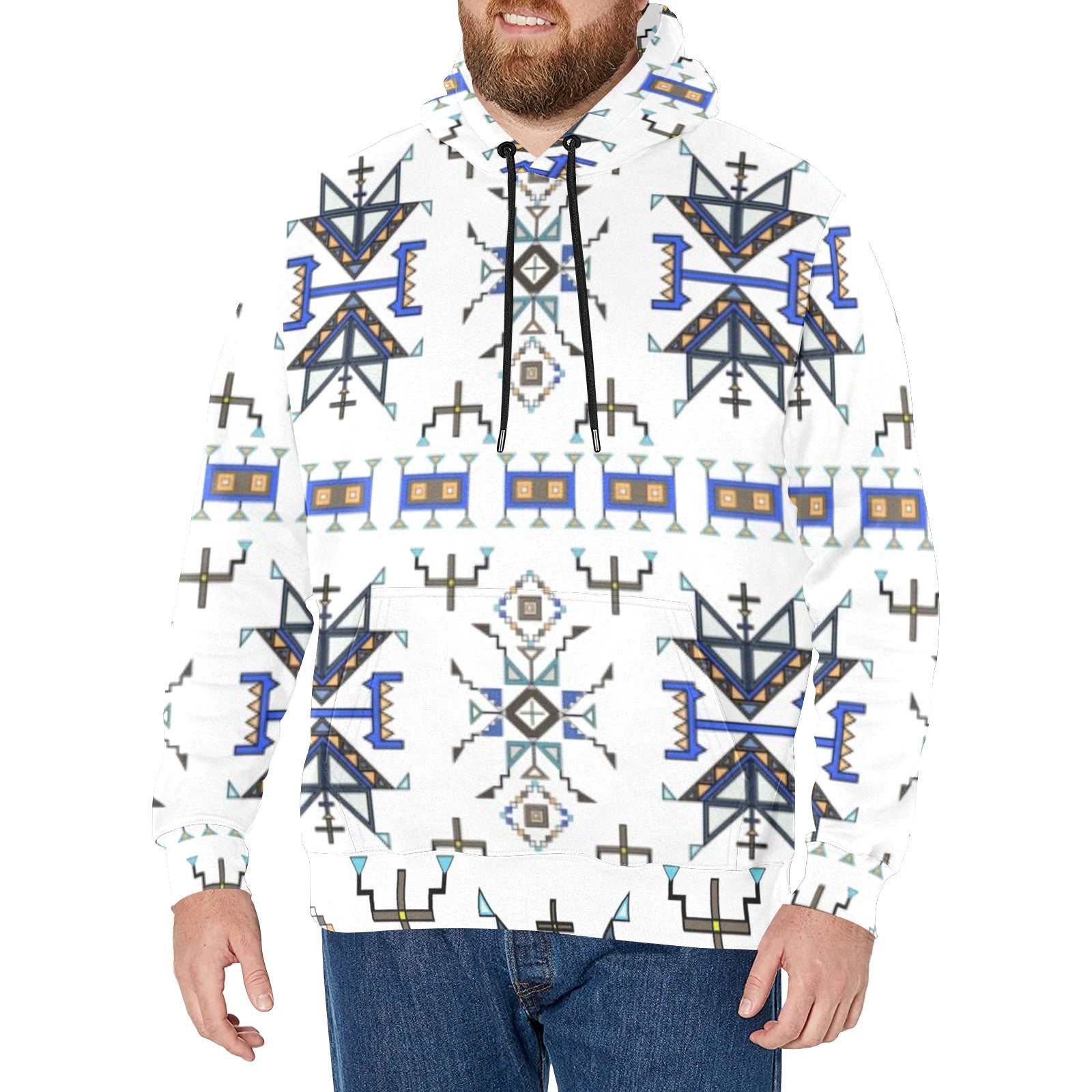 Eagle Strike White Men's Long Sleeve Fleece Hoodie